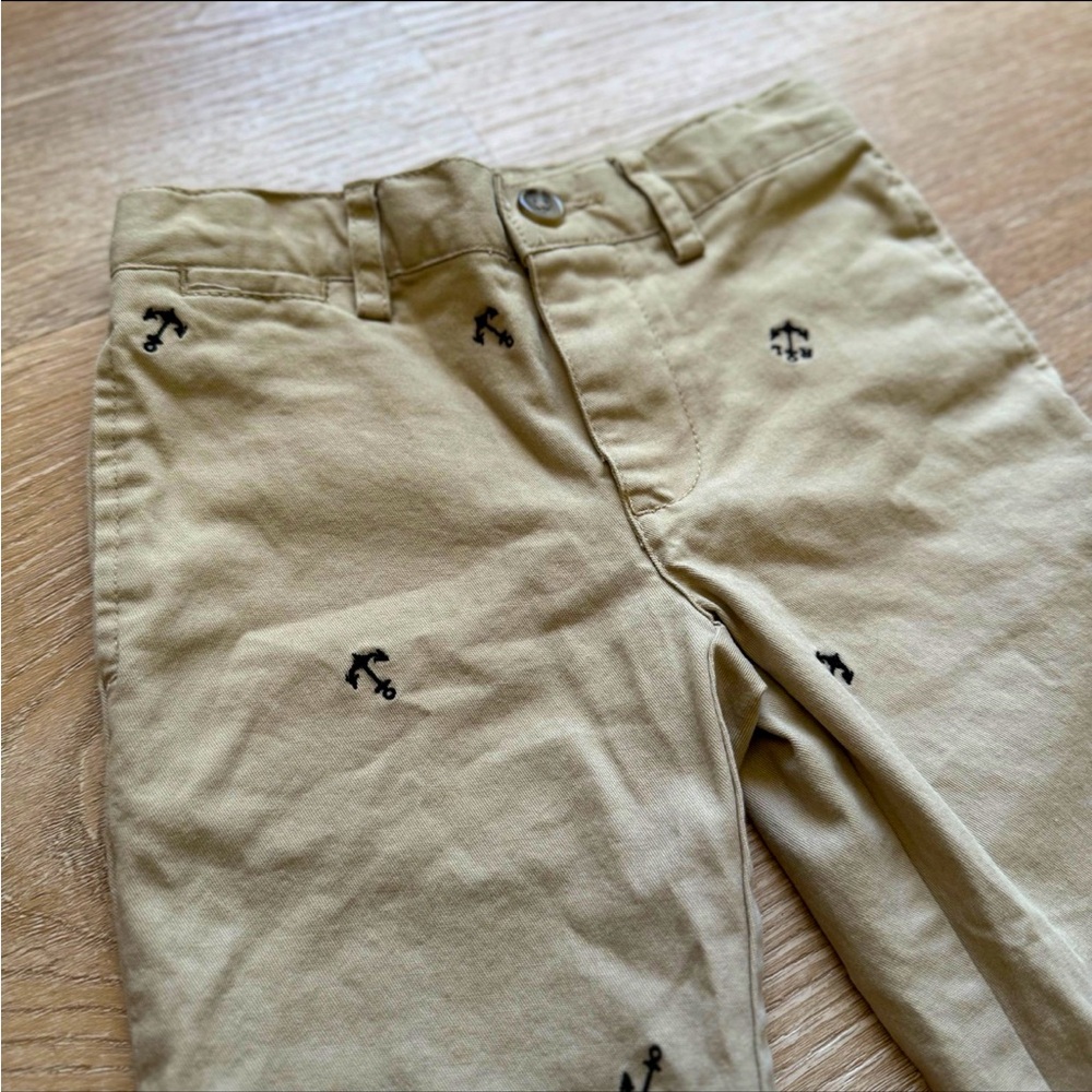 Ralph Lauren Tan Pants with Navy  Anchor Embroidery